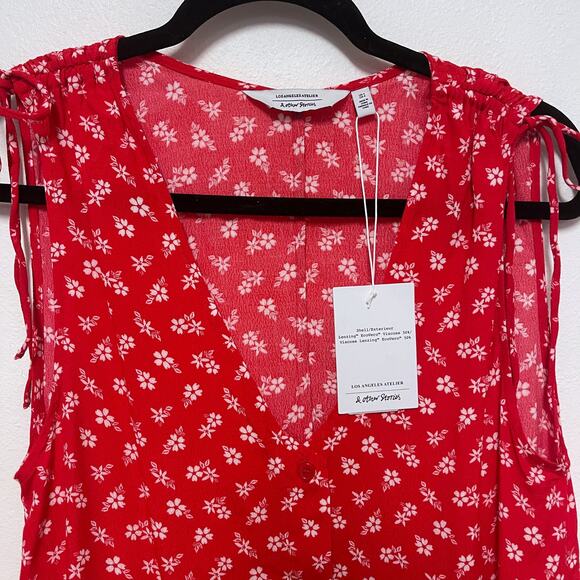 NWT & Other Stories Print Ruched Shoulder Shift Dress - Floral 90s Sundress - Picture 3 of 5